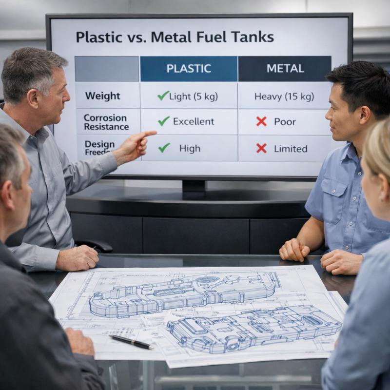 Comparison data of plastic and metal fuel tank performance
