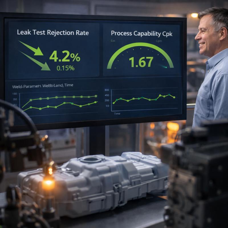 Data dashboard displays welding quality indicators